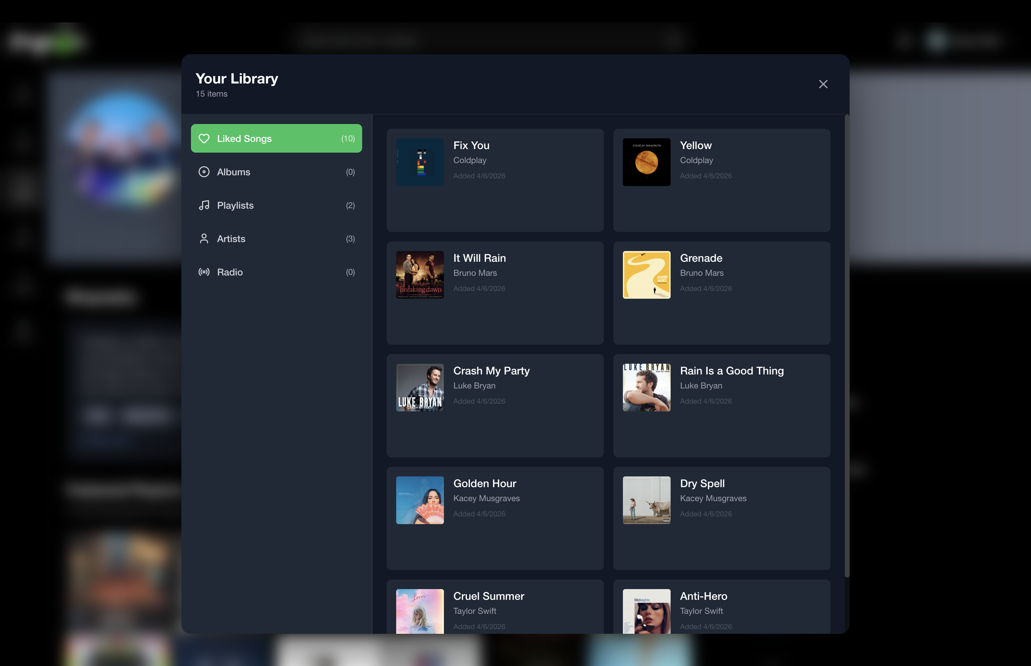 Library page on Frogtoon desktop