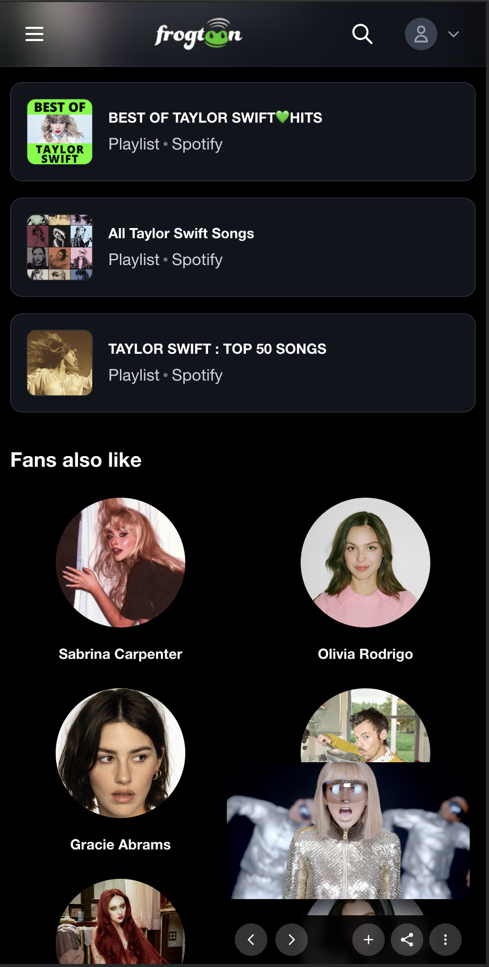Mini-player behavior on Frogtoon mobile