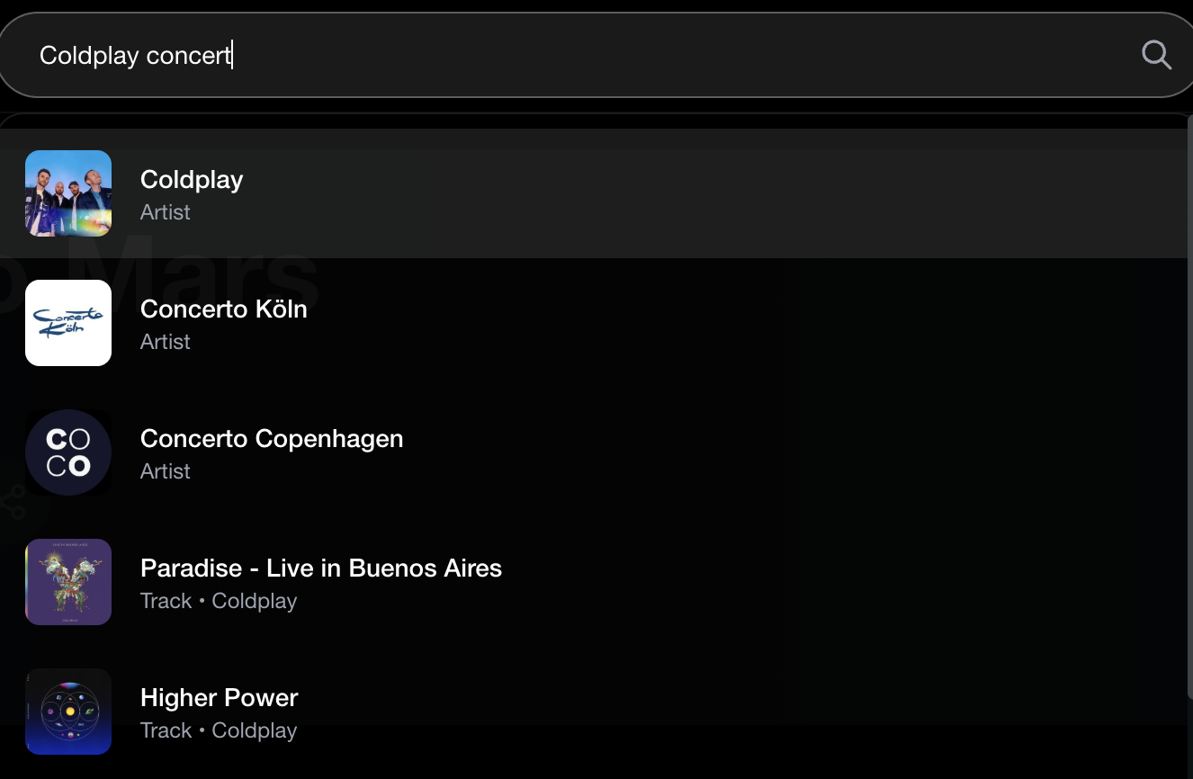 Search results for Coldplay Concert on Frogtoon desktop